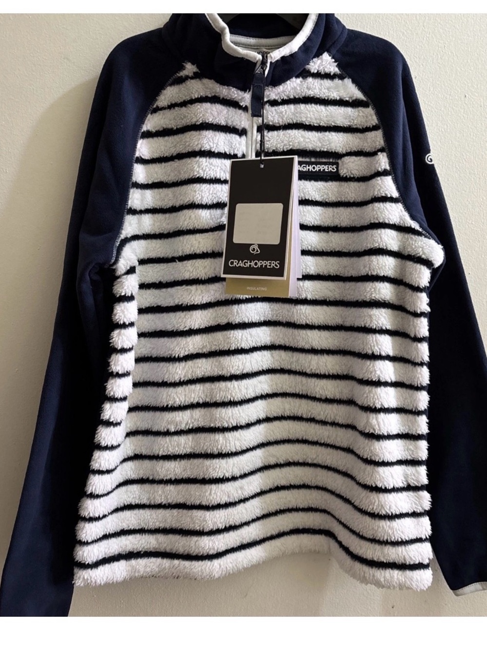 Craghoppers Kids Navy and White Striped Fleece Pullover Sz 11-12